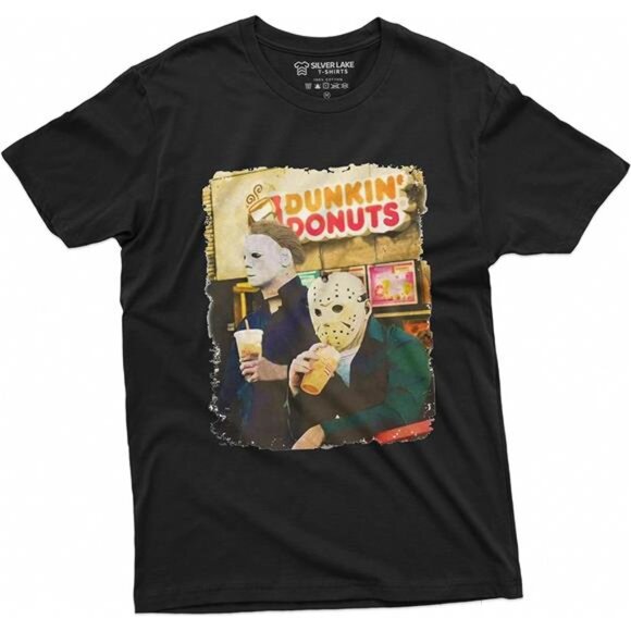 Halloween Movie Inspired T-Shirt  Drinking Coffee Funny Humorous Tee for Men - Picture 1 of 6